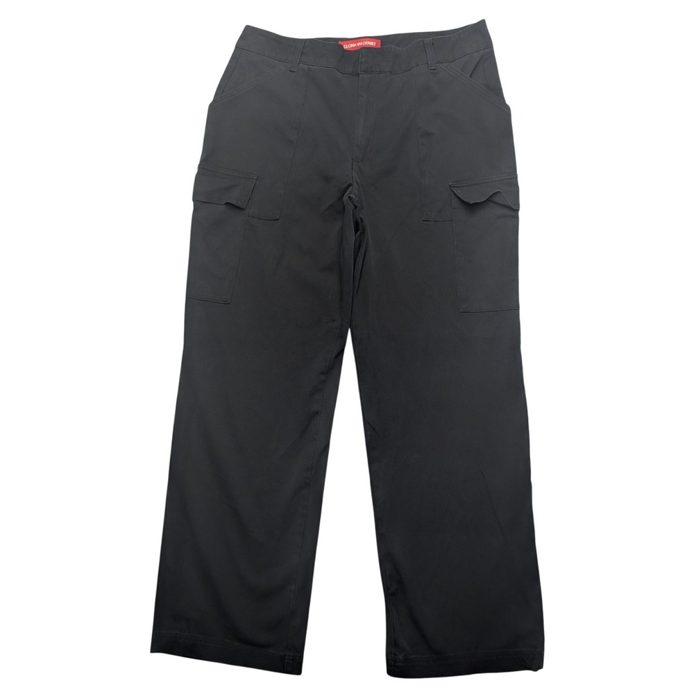 Gloria Vanderbilt Cargo Pants Womens 14 Black Straight Leg Stretch Utility